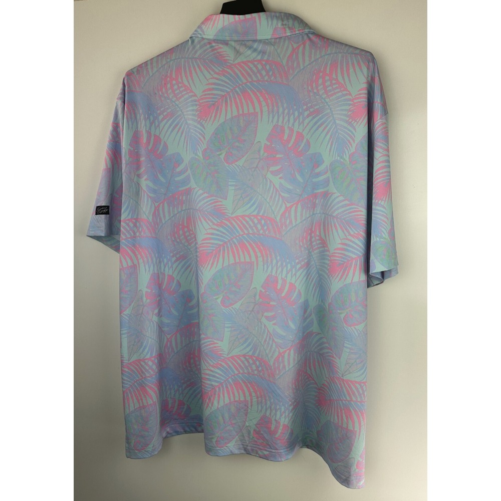 Sunday Swagger Fiji Polo Shirt Golf Tropical Aloha Palm Floral Men's Size 4XL - Picture 11 of 13